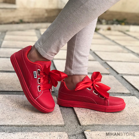 کفش قرمز دخترانه نوجوان بند قرمز پاپیونی لاکچری